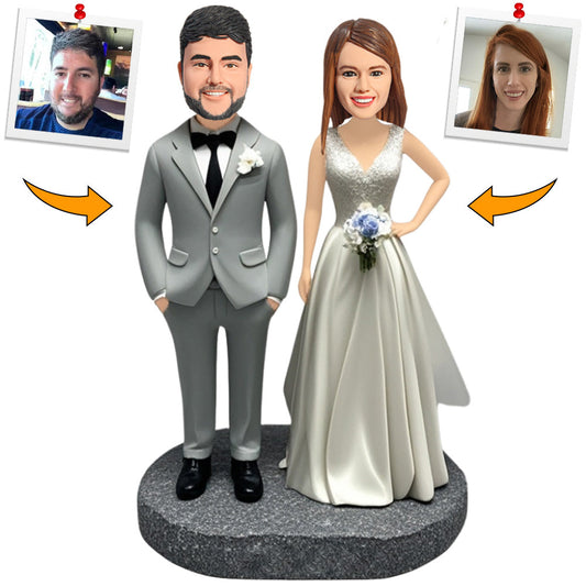 Wedding Gift Intimate Couple Custom Bobbleheads Cake Topper