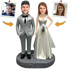 Wedding Gift Intimate Couple Custom Bobbleheads Cake Topper