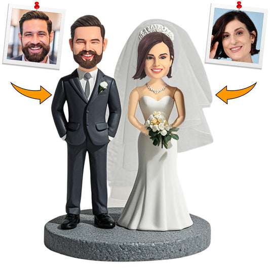 Wedding Couple with Veil Custom Bobbleheads Personalized Gifts