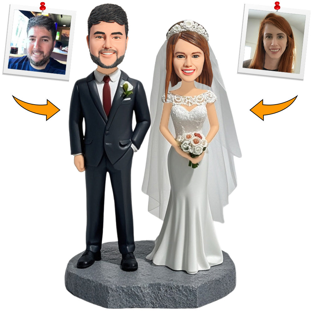 Hug with Love Wedding Couple Custom Bobbleheads