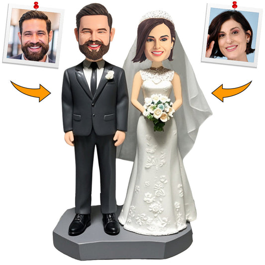 Married Couple Wedding Couple Custom Bobbleheads Cake Topper