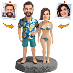 Beach Vacation Couple Custom Bobbleheads