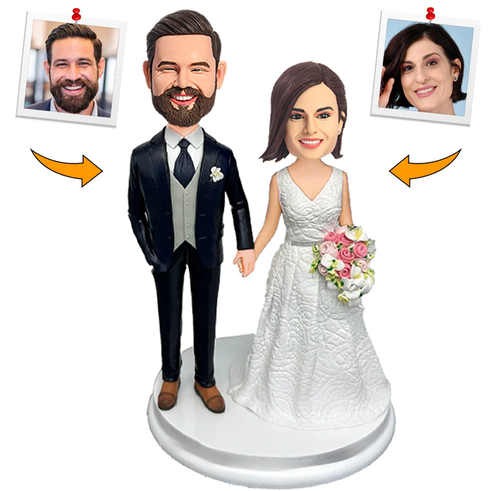 Happy Wedding Couple Custom Bobbleheads