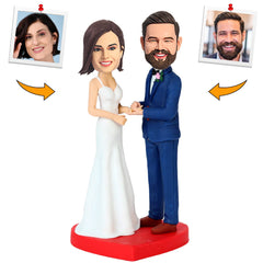 Wearing Wedding Rings Couple Custom Bobbleheads