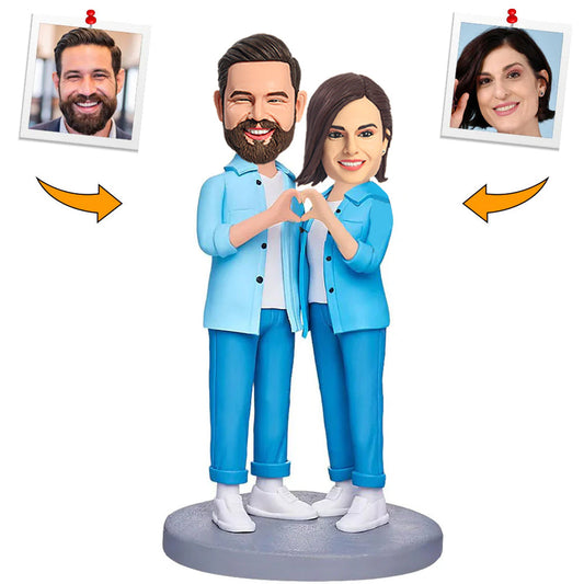 Couple Hands in Heart Pose Custom Bobbleheads
