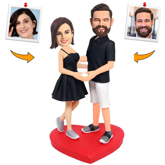 Casual Black Suit Couple Custom Bobblehead