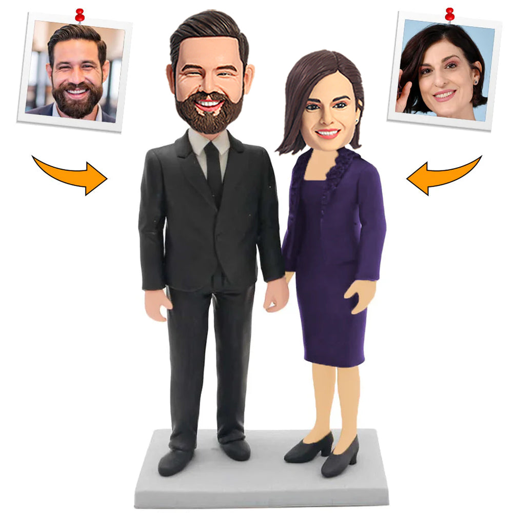 Formally Dressed Elderly Couple Custom Bobblehead