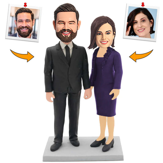 Formally Dressed Elderly Couple Custom Bobblehead
