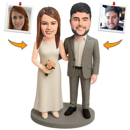 Wedding Couple with Flower Custom Bobbleheads