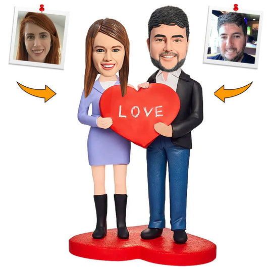 Happy Couple Love Heart Custom Bobbleheads