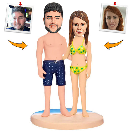 Hawaii Beach Couple Custom Bobbleheads
