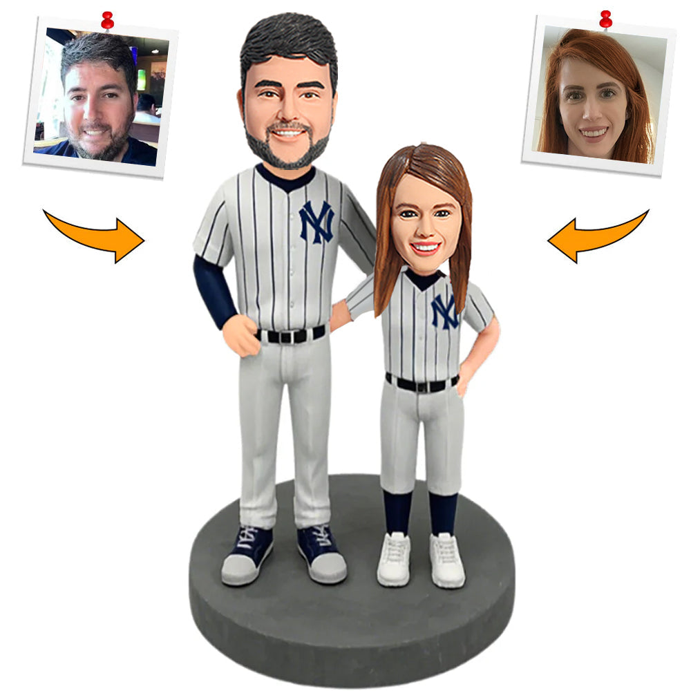 New York Yankees Couple Fans Baseball Player Custom Bobbleheads