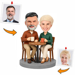 Grandparents Drinking Coffee Bobblehead custom bobblehead made from a photo