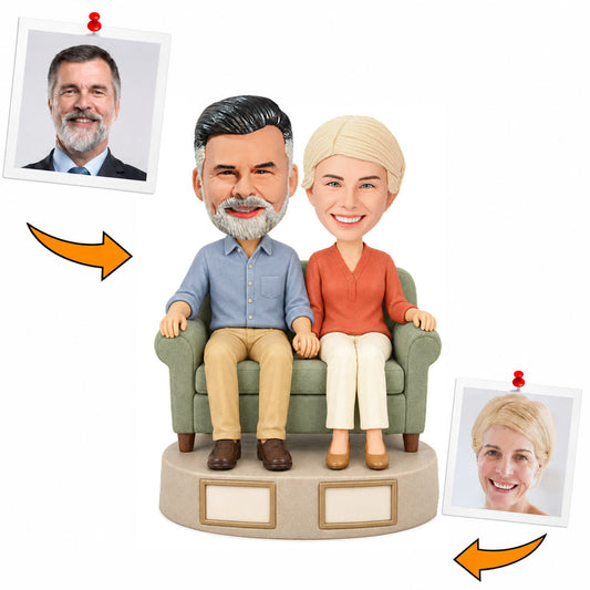 Custom Grandparents Sitting with Photo Frame Base Bobblehead