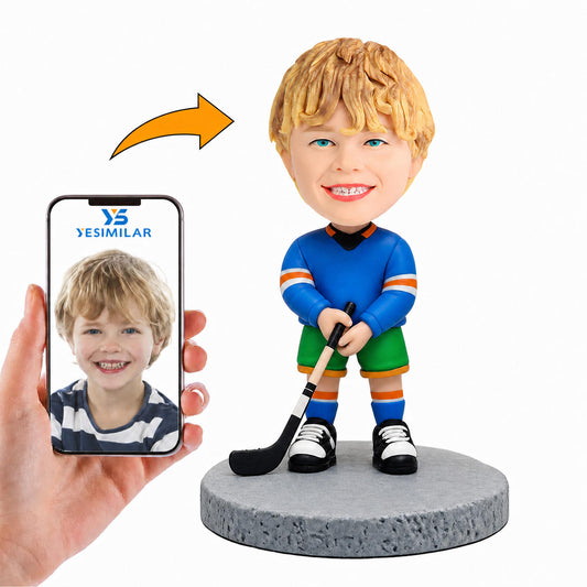 Handcraft Kid Playing Hockey Custom Bobbleheads