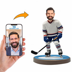 Handcraft Hockey Player Standing on Ice Rink Custom Bobbleheads
