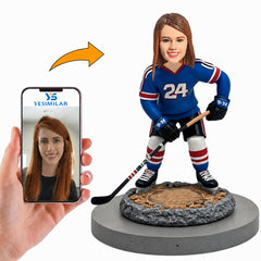 Handcraft Number 24 Woman Hockey Player Custom Bobbleheads Personalized Figure