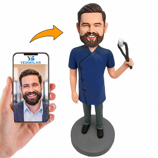 Dentist Holding Tooth Physician Custom Bobbleheads
