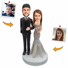 Bride and Groom in Wedding Attire Custom Bobbleheads