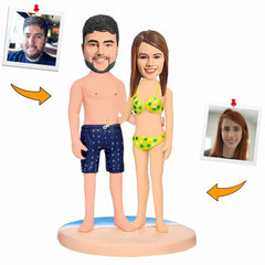 Hawaii Beach Couple Custom Bobbleheads