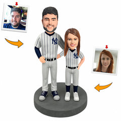 New York Yankees Couple Fans Baseball Player Custom Bobbleheads