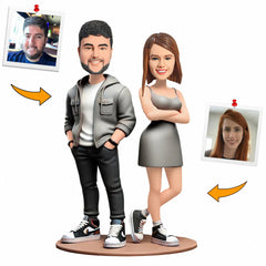 Handsome Modern Couple Custom Bobbleheads Handmade Gifts