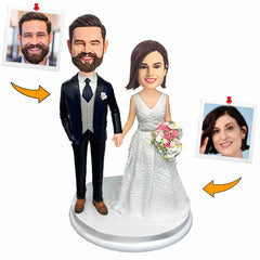 Wedding Couple Holding Hands Custom Bobbleheads
