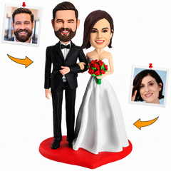 Wedding Couple on Love Heart Custom Bobbleheads