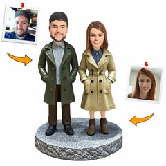Handcraft Adventure Partners Couple in Hiking Outfits Custom Bobbleheads