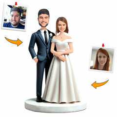 Custom Happy Wedding Couple Cake Topper Bobblehead