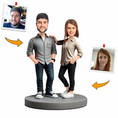 Casual Modern Couple Custom Bobbleheads Handmade Gifts