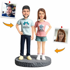 Handcraft Active Lifestyle Couple in Casual Outfits Custom Bobbleheads