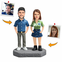Handcraft Laid-Back Day Couple Custom Bobbleheads Personalized Figure