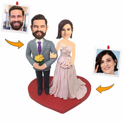 Wedding Man Holding Flowers Couple Custom Bobbleheads