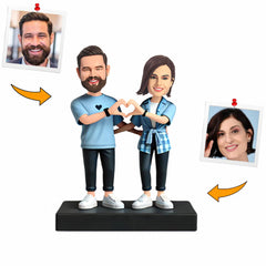 Handmade Couple Clothes Heart Gesture Custom Bobbleheads