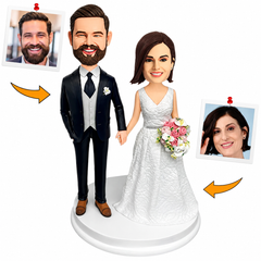 Wedding Couple Holding Hands Custom Bobbleheads
