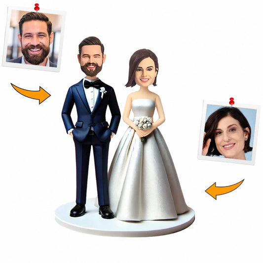 Handmade Gifts Holding Flowers Wedding Couple Custom Bobbleheads