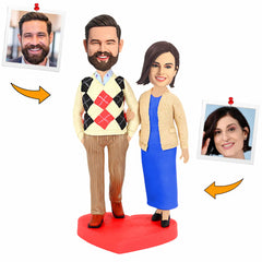 Handmade Happy Couple in Sweaters Custom Bobbleheads