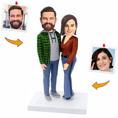 Casual Happy Couple Custom Bobbleheads