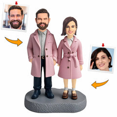 Pink Couple Windbreaker Handcraft Custom Bobbleheads