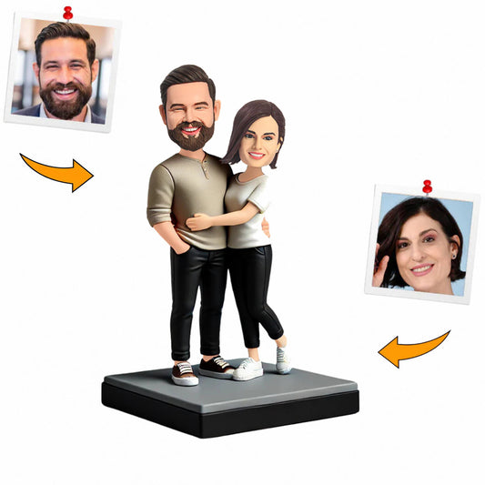 Handmade Gifts Casual Clothes Couple Hold Together Custom Bobbleheads