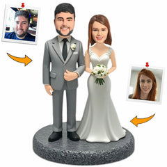 Wedding Couple with Flowers Custom Bobbleheads