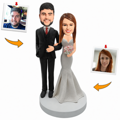 Bride and Groom in Wedding Attire Custom Bobbleheads