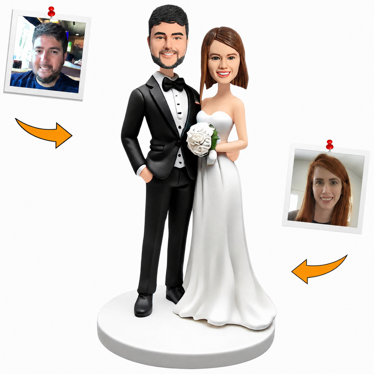 Handmade Gifts Couple In Wedding Dress Custom Bobbleheads