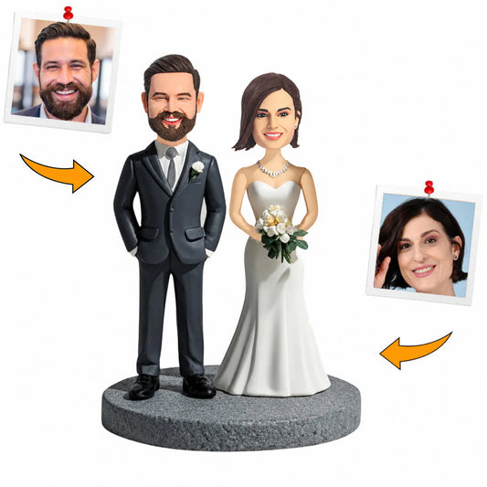 Handcraft Wedding Couple with Veil Custom Bobbleheads Personalized Gifts
