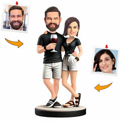 Handmade Gifts Couple Drinking Red Wine Custom Bobbleheads Personalized Doll