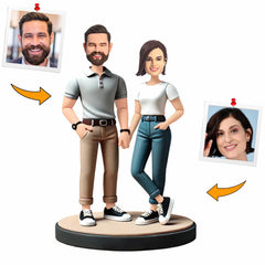 Casual Couple Holding Hands Custom Bobbleheads Handmade Gifts
