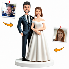 Happy Wedding Couple Custom Bobbleheads Cake Topper Handmade Gifts