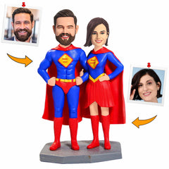 Handmade Gifts Superhero Couple Superman And Superwoman Custom Bobbleheads
