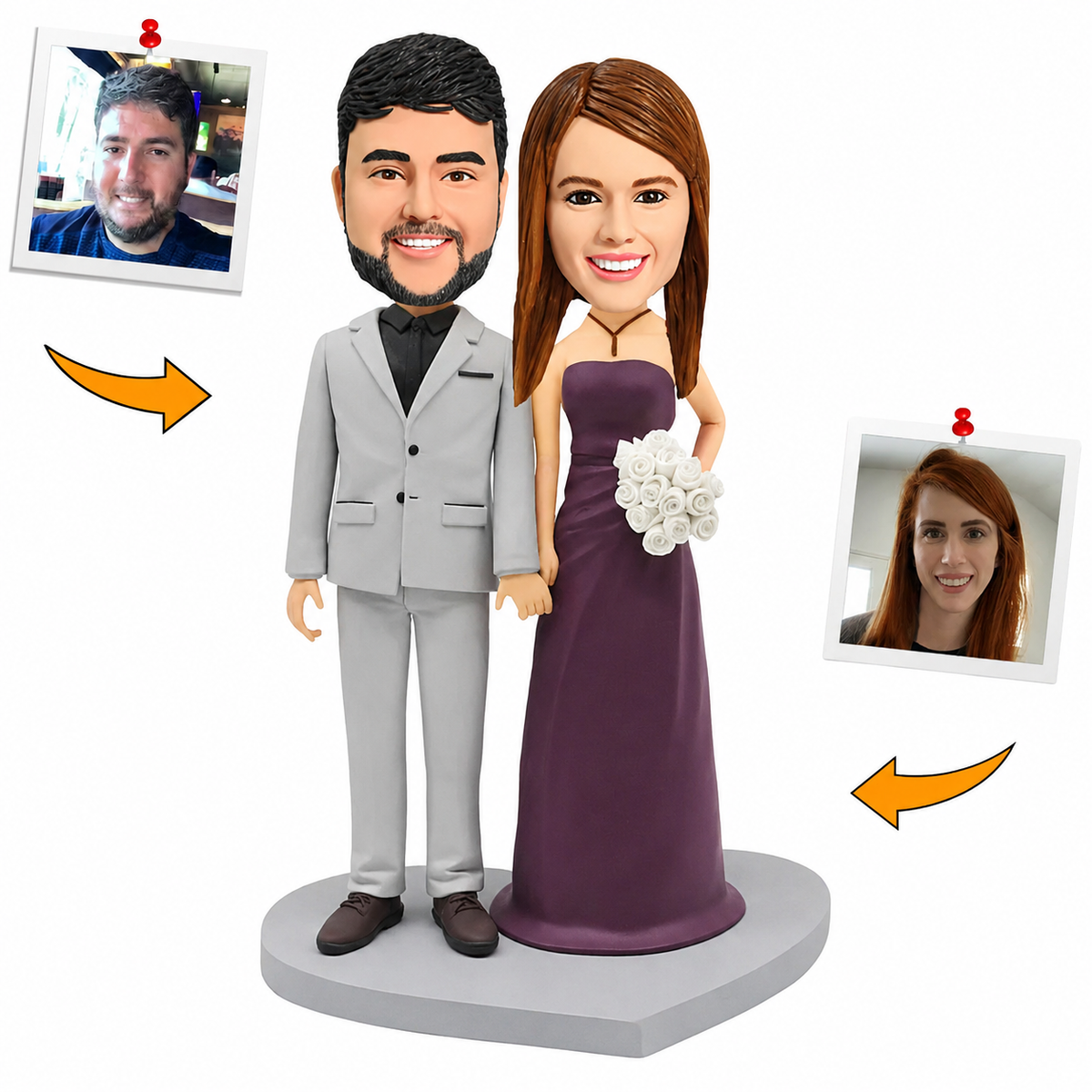 Sweet Couple in Wedding Dress Custom Bobbleheads